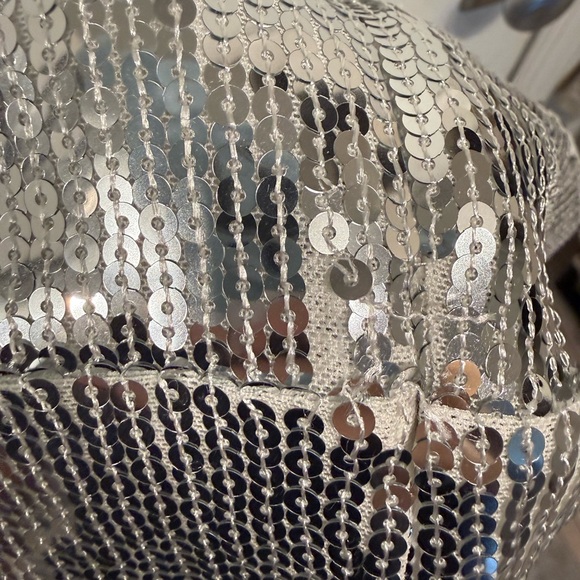 Lulu's Silver Glitter in the Air Silver Sequin Fringe Bodycon Dress - Picture 5 of 5